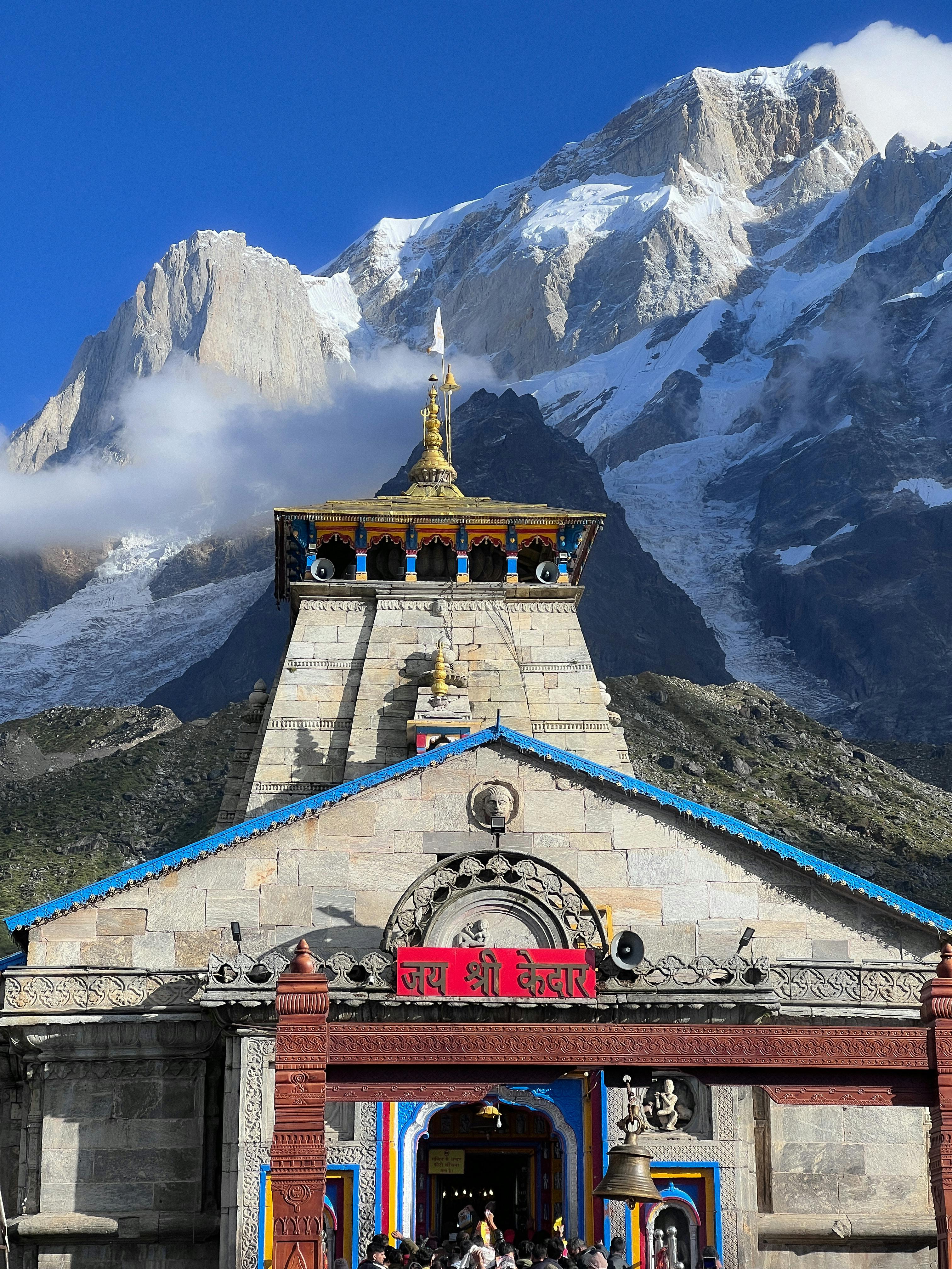 Kedarnath Temple in Himalayas - One of the twelve Jyotirlingas of Lord Shiva